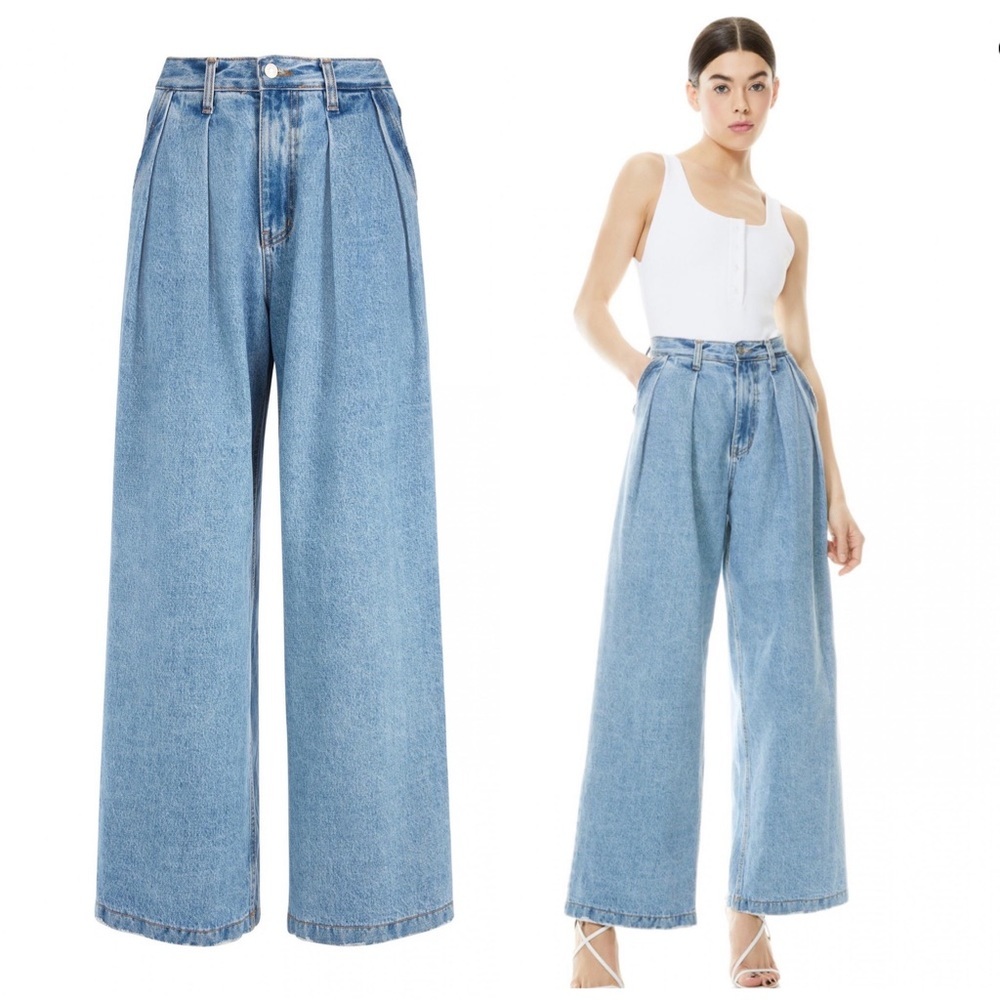 Alice + Olivia Pants Womens Kate Deep Pleat Jeans - Not Yours - Size 25